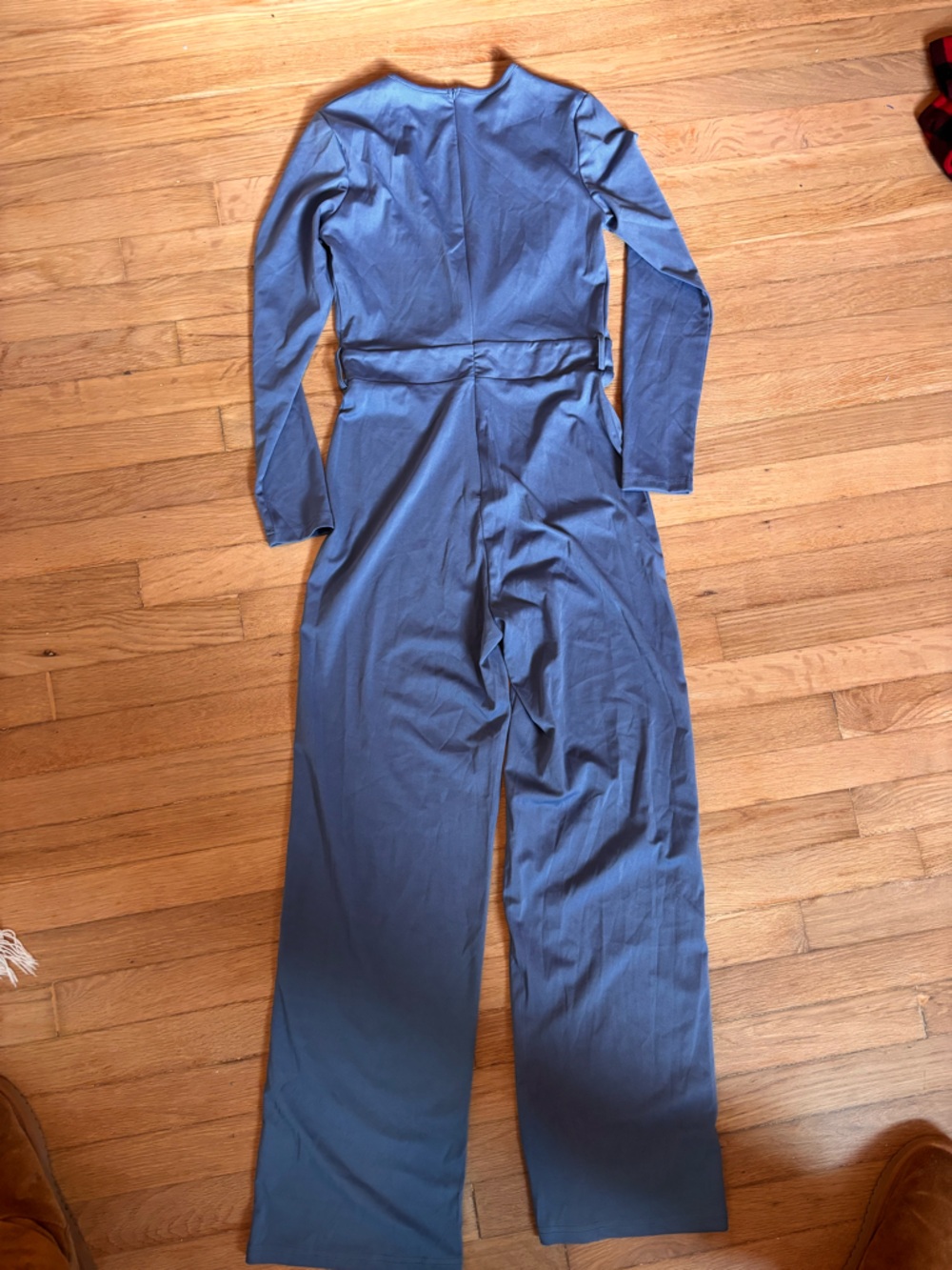 Size Small deep V Jumpsuit Blue Long Sleeve - Picture 3 of 5